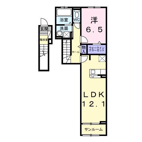エリオス(1LDK/2階)の間取り写真