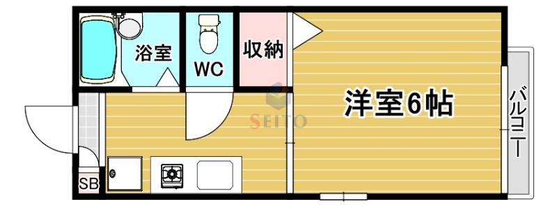 ソレーユ豊中(1K/2階)の間取り写真