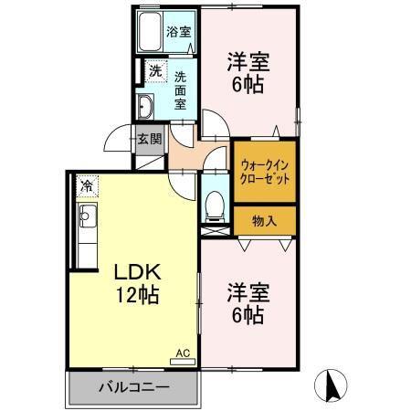 シャルマンB(2LDK/2階)の間取り写真