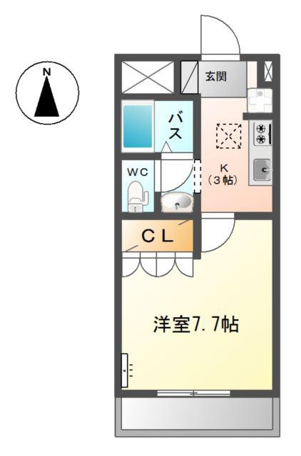レシェンテV(1K/1階)の間取り写真