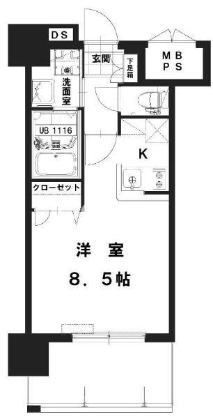 GREENTRAILPARK NISHIGAWA(1K/5階)の間取り写真
