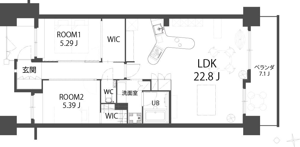 POSITIVE(2LDK/10階)の間取り写真