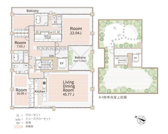 AURA表参道(4LDK/3階)の間取り写真