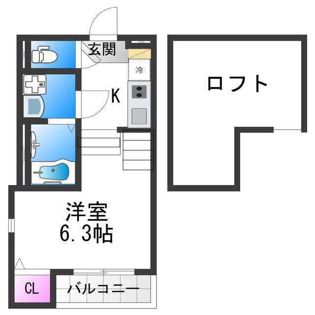 ハーモニーテラス墨江II(ワンルーム/1階)の間取り写真