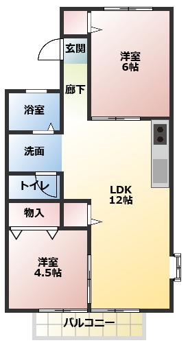 ファミール城東(2LDK/1階)の間取り写真