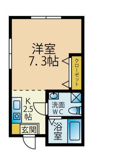 ダイヤモンドヒルズ横浜原宿I(1K/2階)の間取り写真