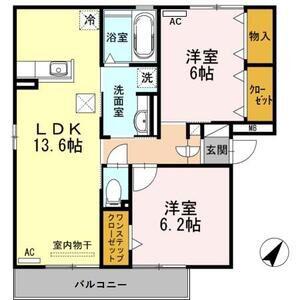 リバーサイド中部B(2LDK/1階)の間取り写真