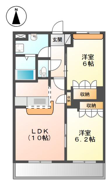 エクセルメゾン(2LDK/2階)の間取り写真