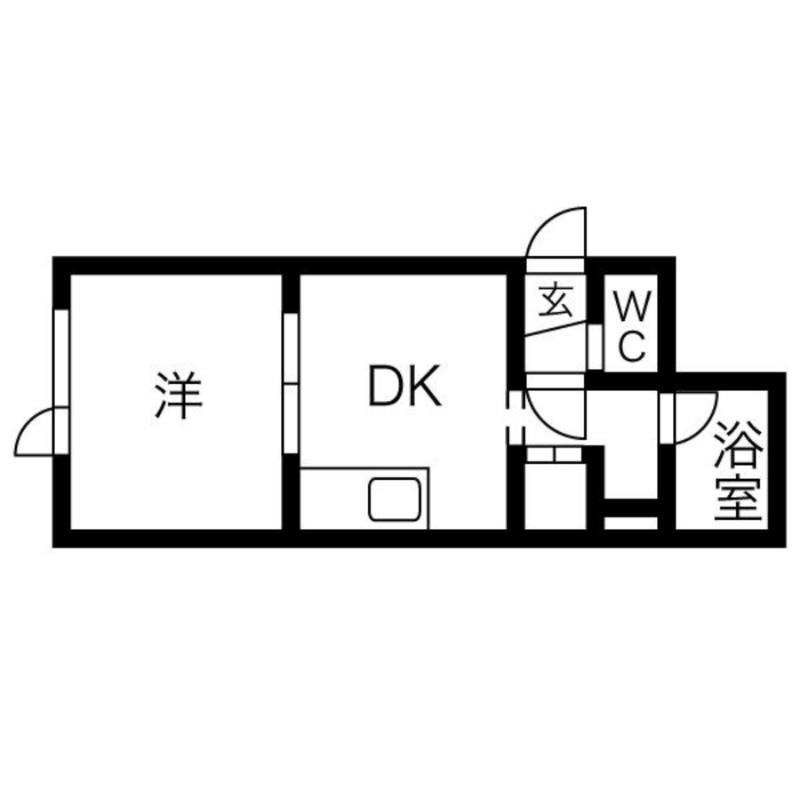 サンハウス(1DK/2階)の間取り写真