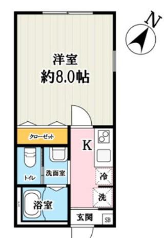 キャメル北戸田(1K/1階)の間取り写真