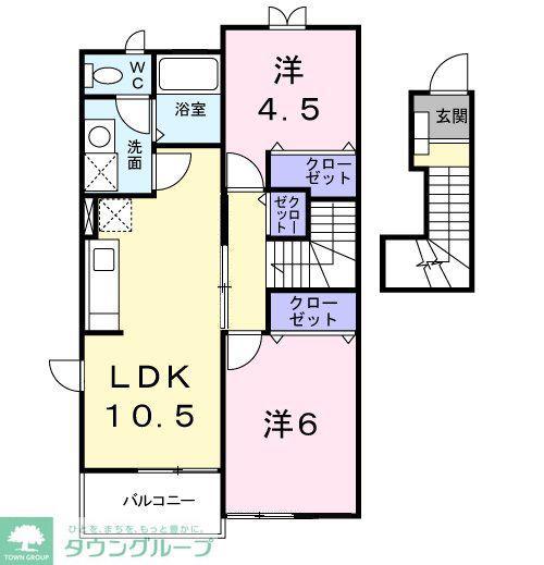 ウエスト 21(2LDK/2階)の間取り写真