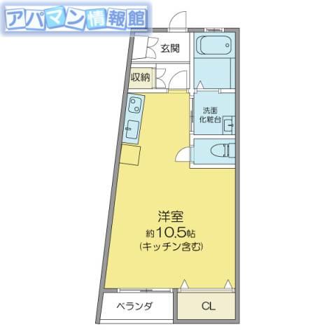 ガーデンヒルズ寺尾台A(ワンルーム/1階)の間取り写真