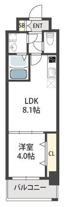 グランパシフィック今里INNOVATION(1LDK/5階)の間取り写真