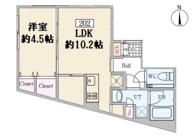 REVE RESIDENCE 高輪(1LDK/2階)の間取り写真