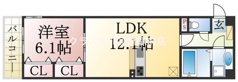YKメゾン向陽(1LDK/3階)の間取り写真
