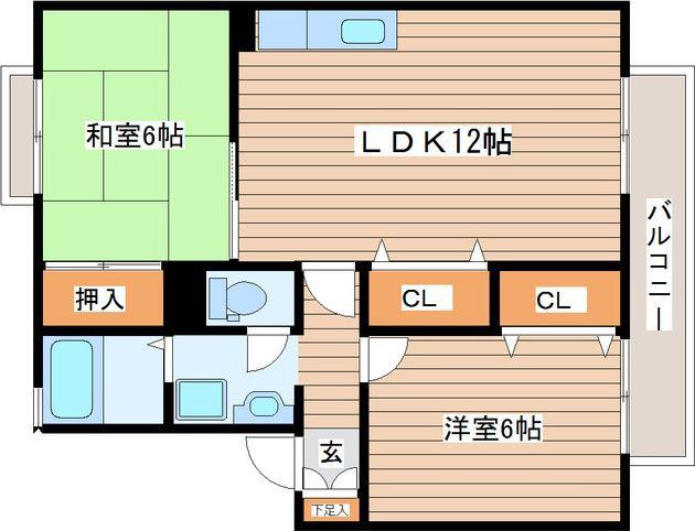 フレール愛子B(2LDK/1階)の間取り写真