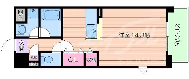 ヴィレッジ蔵人(ワンルーム/4階)の間取り写真