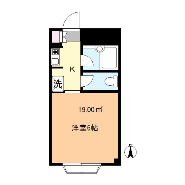 谷中1丁目マンション(1K/2階)の間取り写真