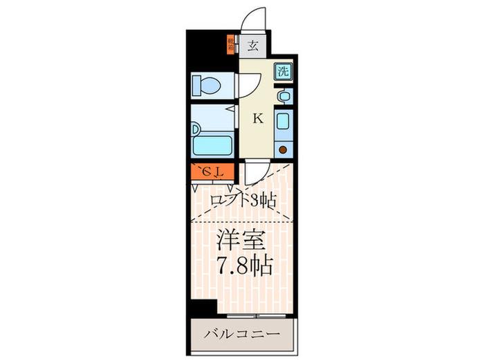 ハウス5(1K/8階)の間取り写真