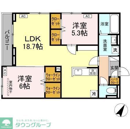 SERENE TERA(2LDK/3階)の間取り写真