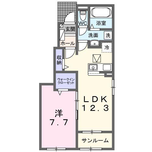 グランディス(1LDK/1階)の間取り写真