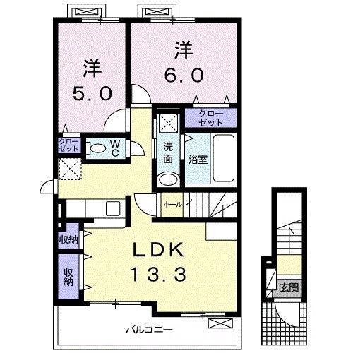 セレーノ(2LDK/2階)の間取り写真