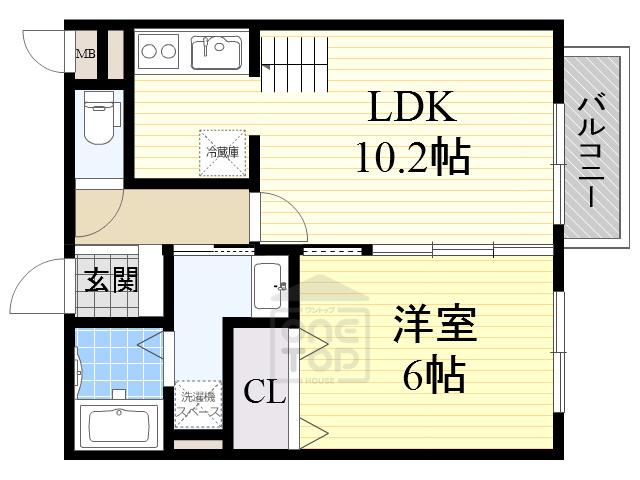 リヴェールヴィラ(1LDK/2階)の間取り写真
