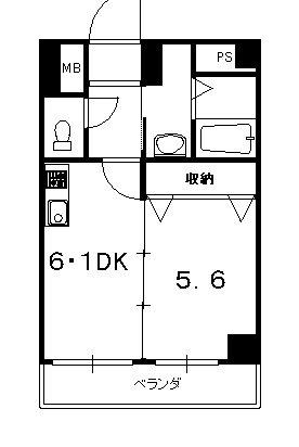 ヴェルメゾン御所西(1DK/10階)の間取り写真