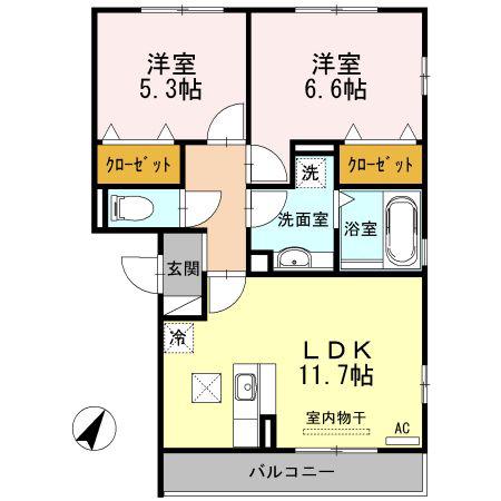 ポラリス(2LDK/1階)の間取り写真
