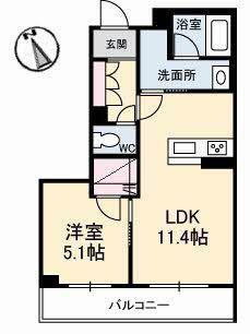 リーストソフィア(1LDK/2階)の間取り写真