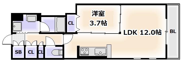 URBAN TERRACE ABENO(1LDK/4階)の間取り写真