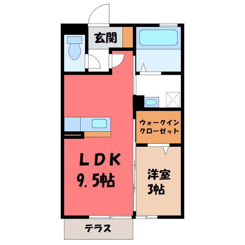 クオーレ(1LDK/1階)の間取り写真