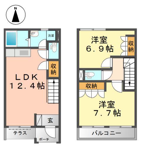 ハイブランチII番館(2LDK/1階)の間取り写真