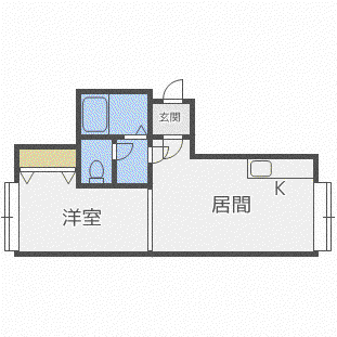 ヴァンテアン北(1DK/3階)の間取り写真