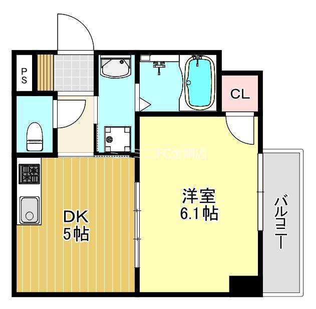 フォレストインサイド深井(1DK/8階)の間取り写真