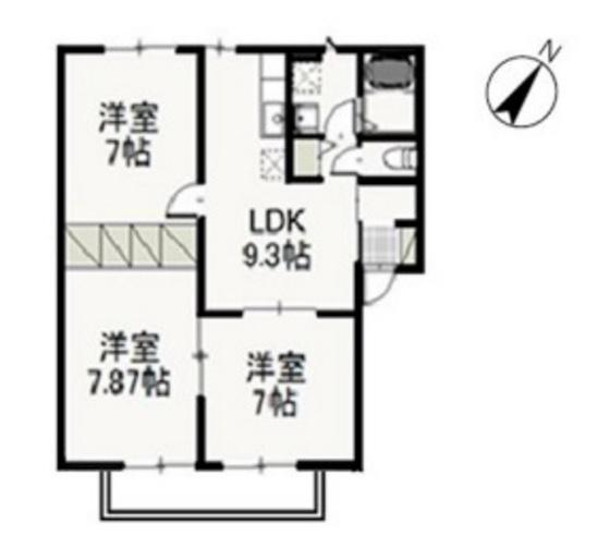 ミルグレース大福E(3LDK/2階)の間取り写真
