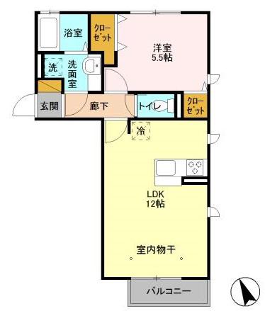 セカンドクレスト(1LDK/1階)の間取り写真
