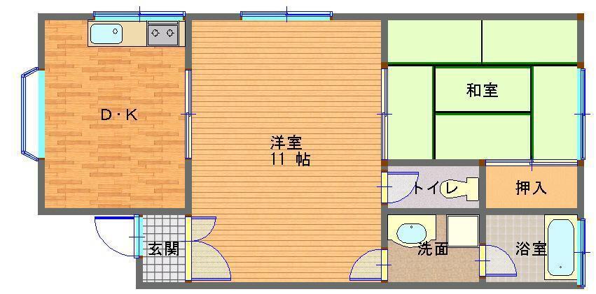 ハイツKB-21(2K/2階)の間取り写真