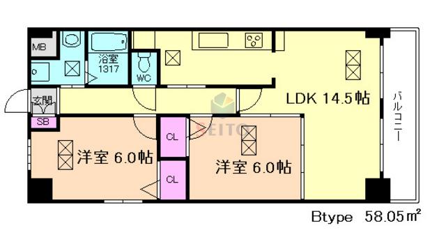 グラン・パTHS(2LDK/4階)の間取り写真