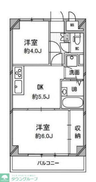 U RESIDENCE三鷹(2K/2階)の間取り写真