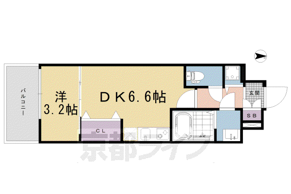 THE GARNET MILLENNIUM KYOTO九条烏丸(1DK/6階)の間取り写真