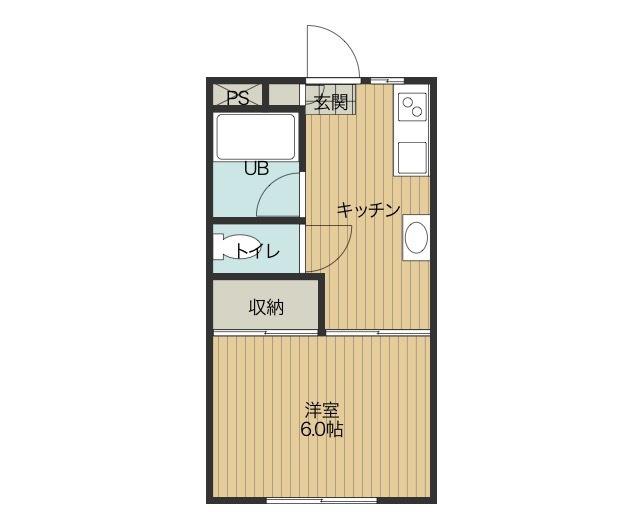 コーポ船越(1K/1階)の間取り写真