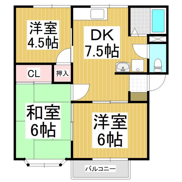 ウエストハイツ(3DK/1階)の間取り写真