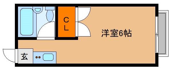 エルビィセブン(ワンルーム/2階)の間取り写真
