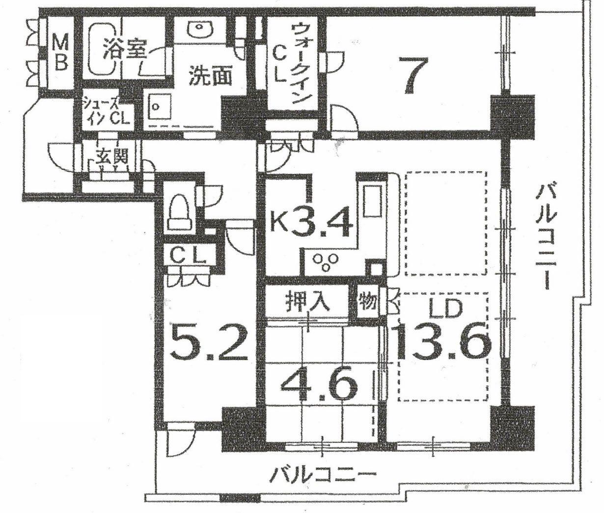 ザ・草津タワー(3LDK/3階)の間取り写真