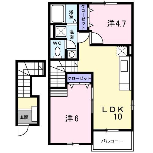アーバン・エスパシオB(2LDK/2階)の間取り写真