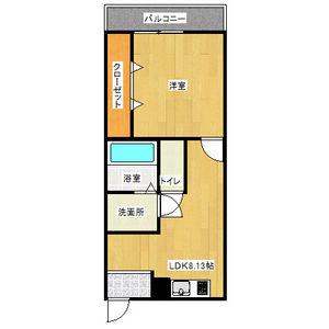 K2スクエア(1DK/2階)の間取り写真