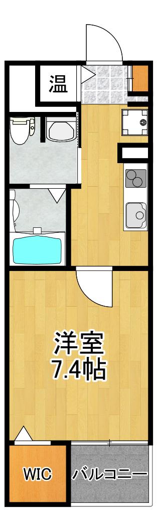 オリオン(1K/2階)の間取り写真