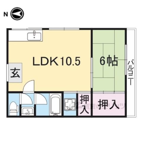 鎌田マンション(1LDK/4階)の間取り写真