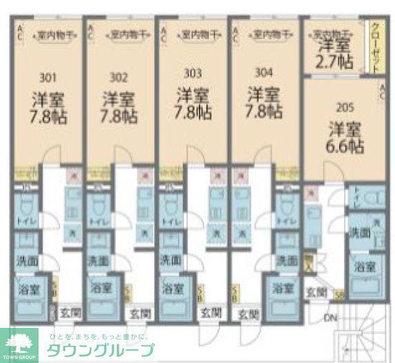 カインドネス大和中央(2K/3階)の間取り写真